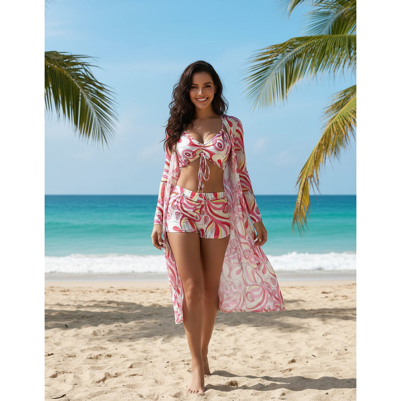 Bikini Malla 3 Piezas Tankini Short Soutien Camisa Uniteduy