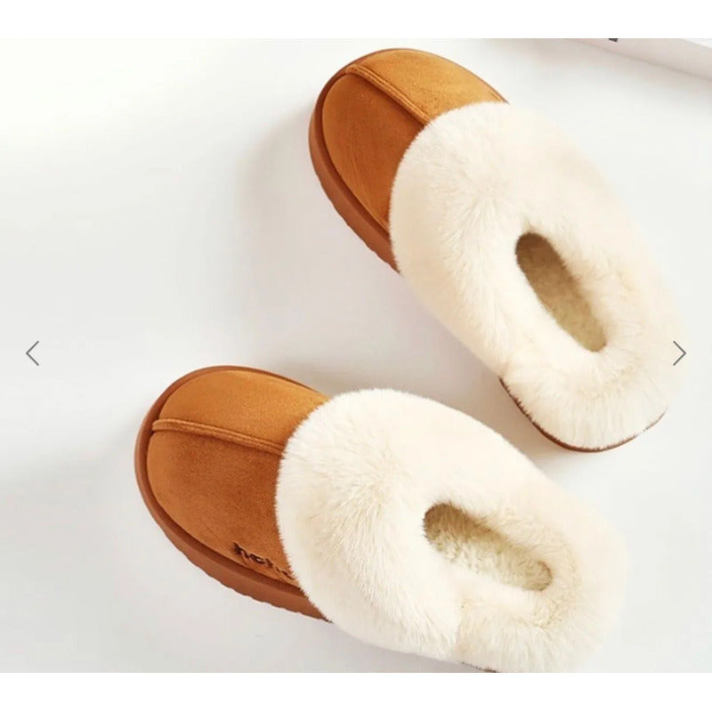 Pantuflas Mujer Forradas Con Corderito Altas Sin Talón