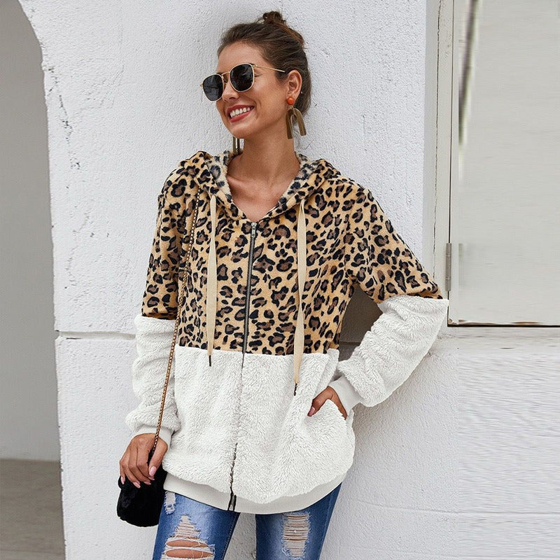 Campera Con Capucha Combinado Animal Print Polar Uniteduy