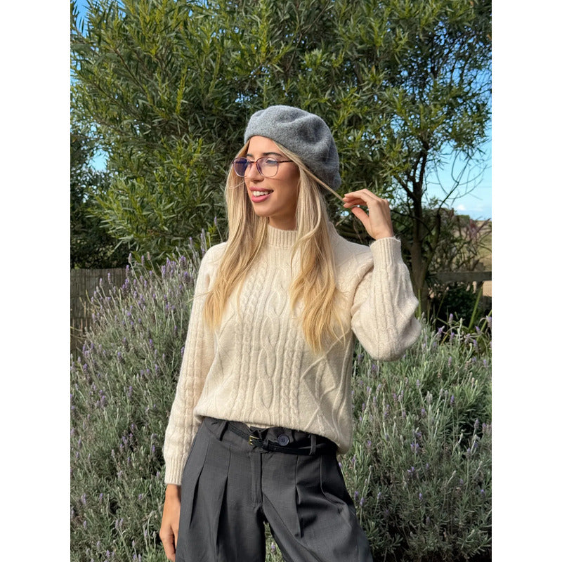 Buzo Manga Larga Trenzado Elastizado Para Mujer Elegante