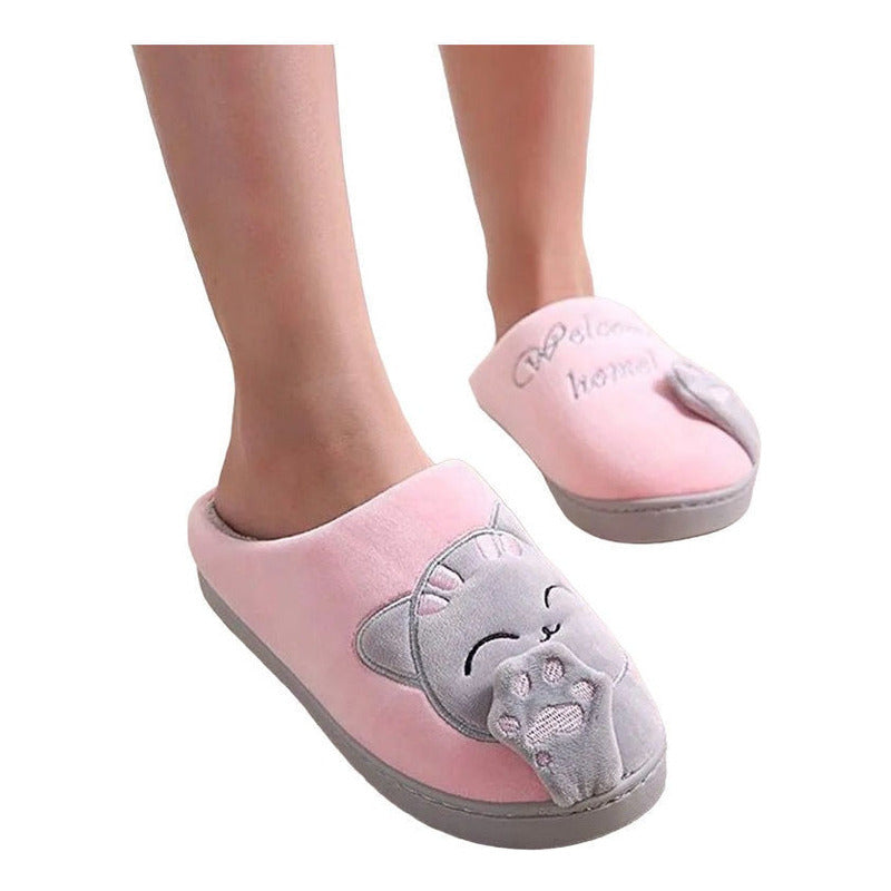 Pantufla Gato Sin Talón Talles Del 36 Al 45 Suela De Goma