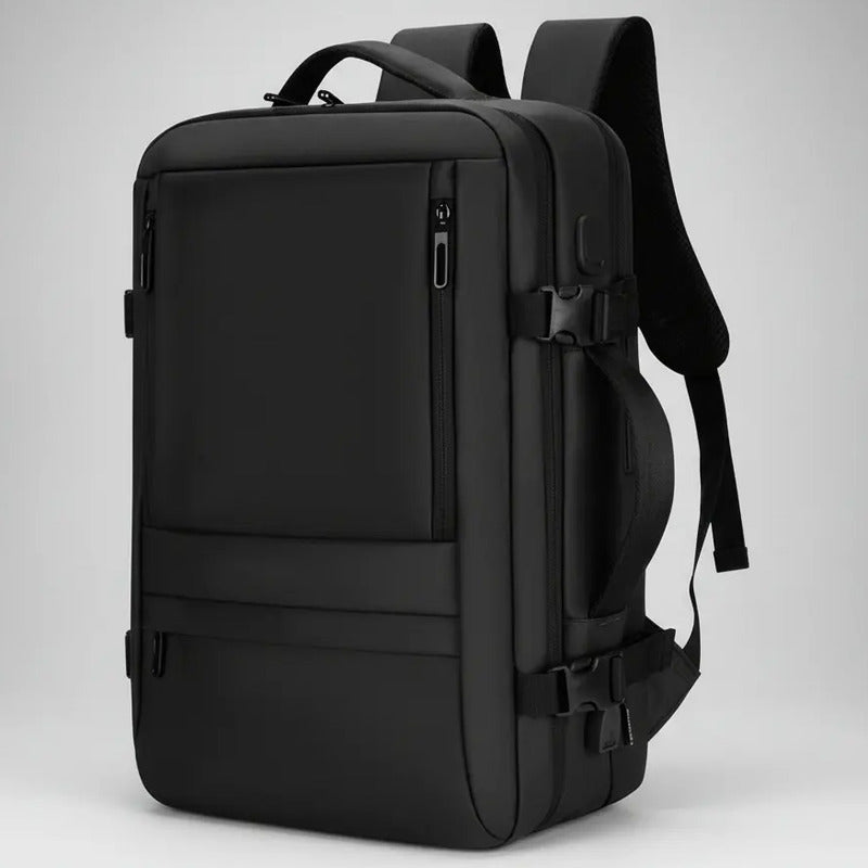 Mochila Viaje Expandible Antirrobo Negra Con Usb Impermeable