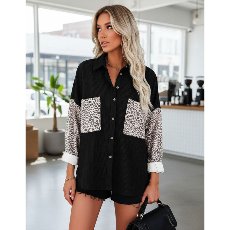 Sobre Camisa Pana Combinado Con Animal Print Varios Colores