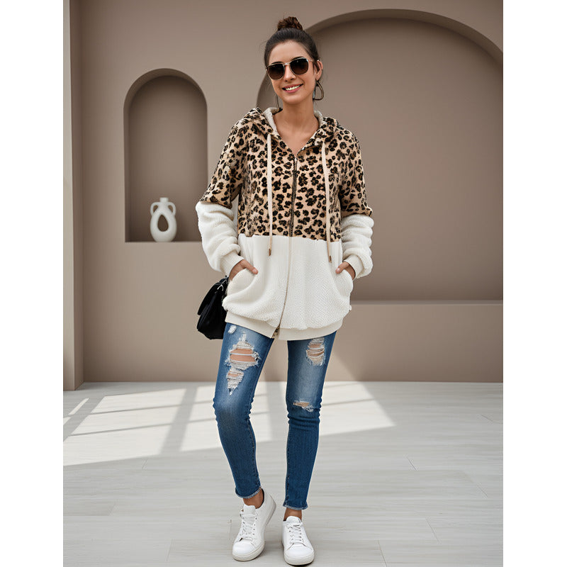 Campera Con Capucha Combinado Animal Print Polar Uniteduy