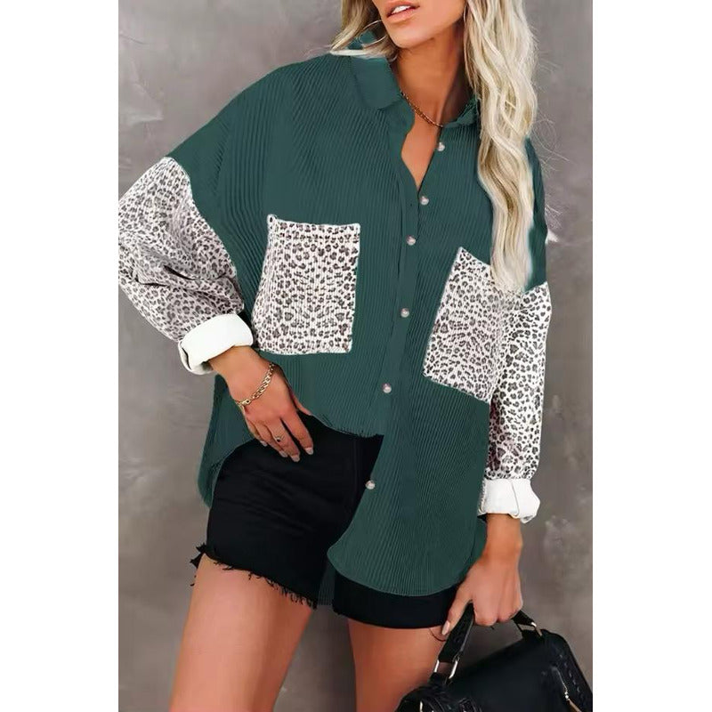 Sobre Camisa Pana Combinado Con Animal Print Varios Colores