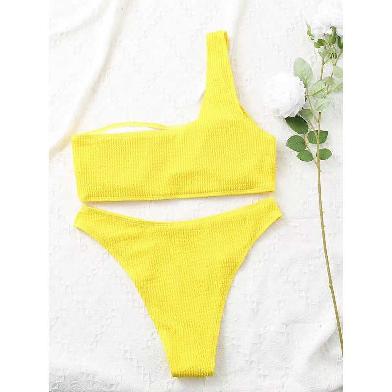 Bikini Malla Hombro Solo Vedetina Texturado Varios Colores