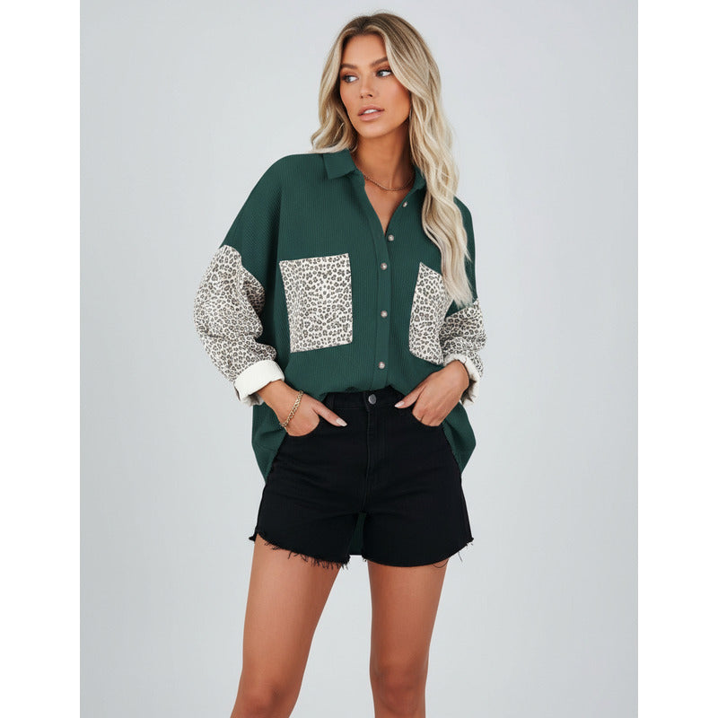 Sobre Camisa Pana Combinado Con Animal Print Varios Colores