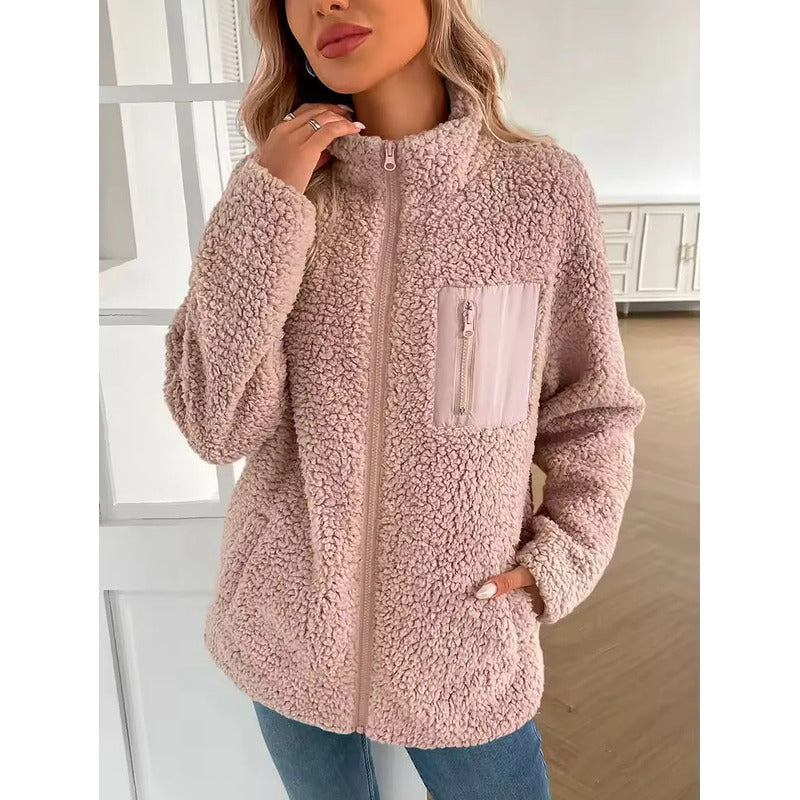 Campera De Corderito Para Dama Con Cierre Y Bolsillo Forrada