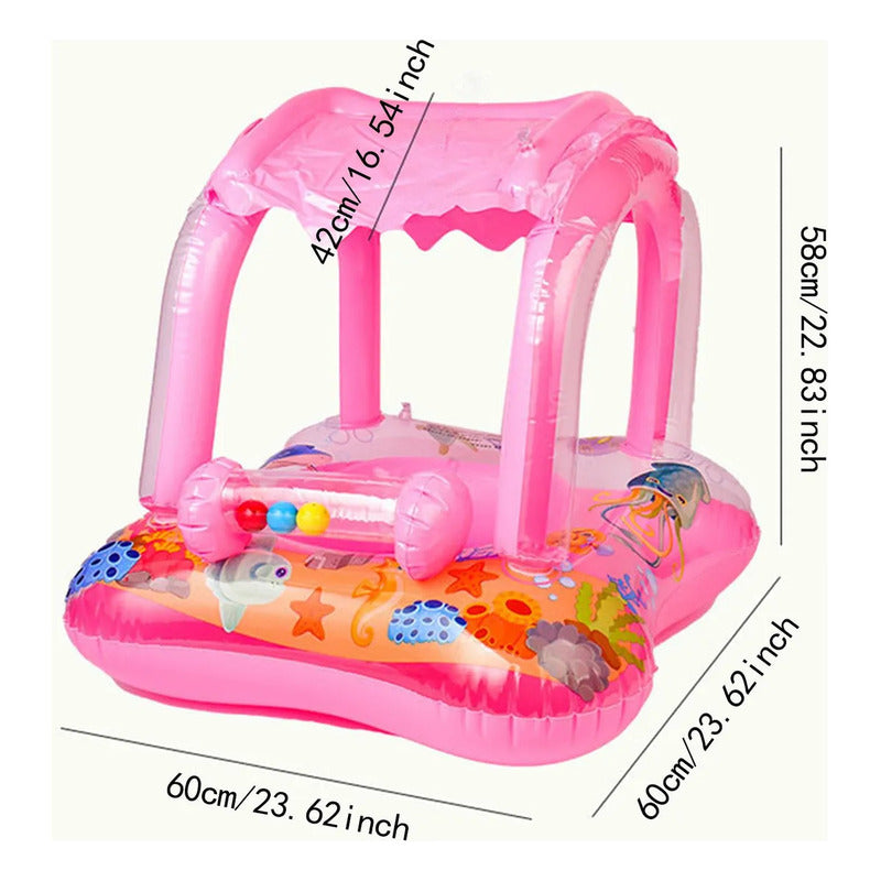 Inflable Flotador Bebe Silla Techo Sonajero Cuadrado Piscina