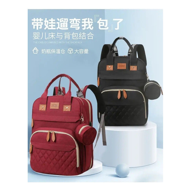 Bolso Mochila Maternal Cuna Bebé  Cambiador Y Usb Uniteduy