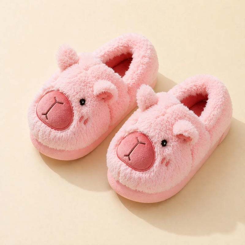 Pantuflas De Peluche Diseño Capibara Antideslizante Cerradas