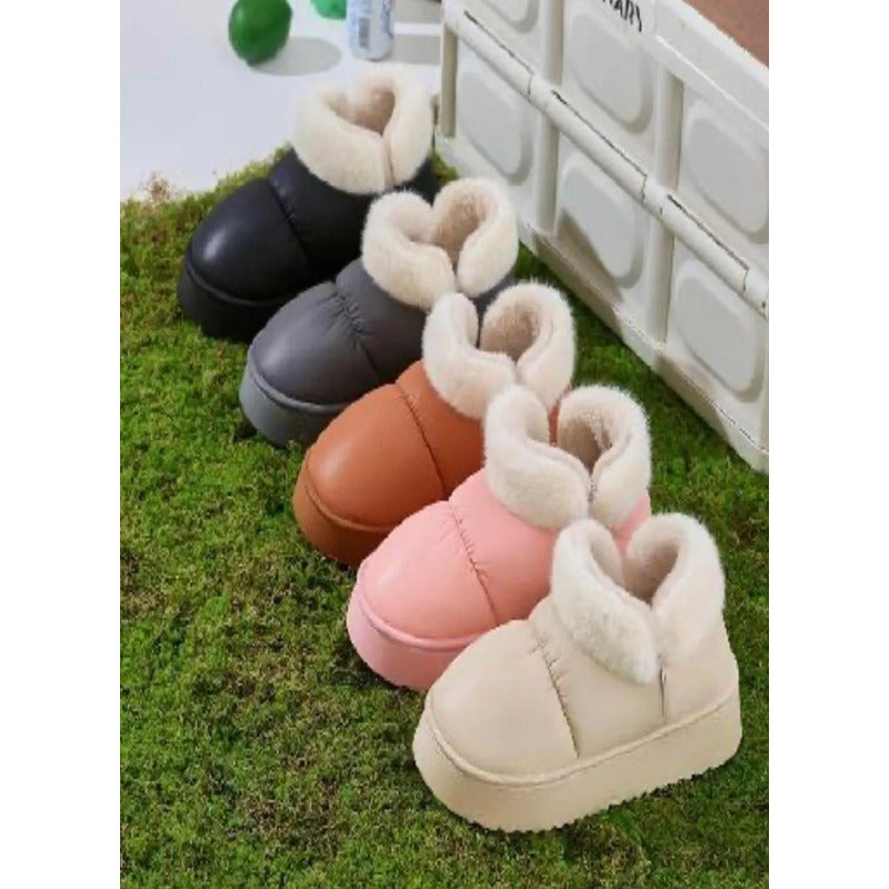 Pantuflas Botitas Abrigadas Con Corderito Y Plataforma