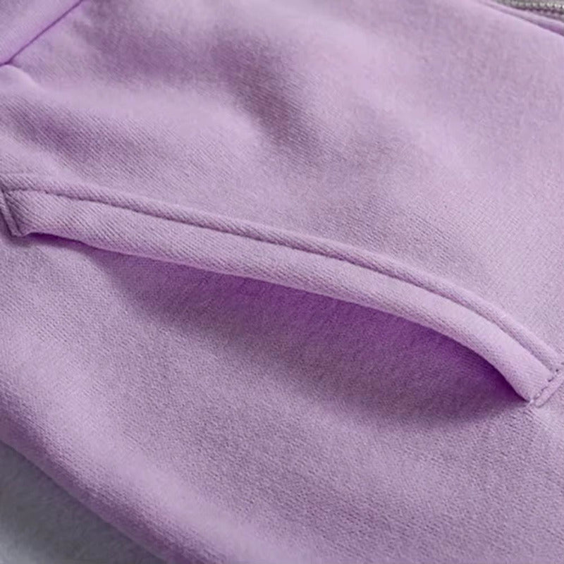 Campera Canguro Con Cierre Bolsillos Capucha Dama Lisa