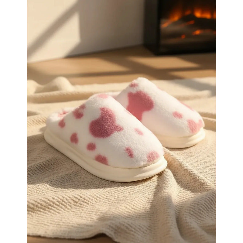 Pantuflas Antideslizante Cow Print Varios Colores Sin Talón