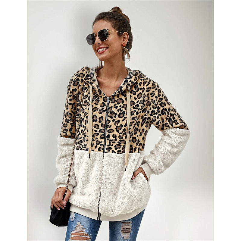 Campera Con Capucha Combinado Animal Print Polar Uniteduy