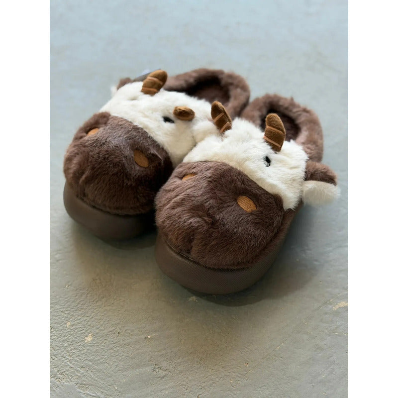 Pantufla Vaca Sin Talón Talles Del 36 Al 45 Suela De Goma
