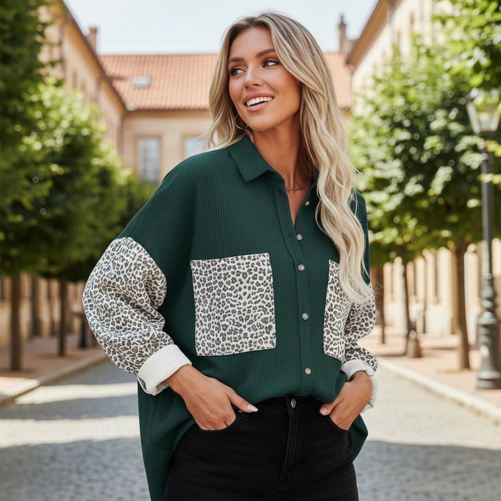Sobre Camisa Pana Combinado Con Animal Print Varios Colores