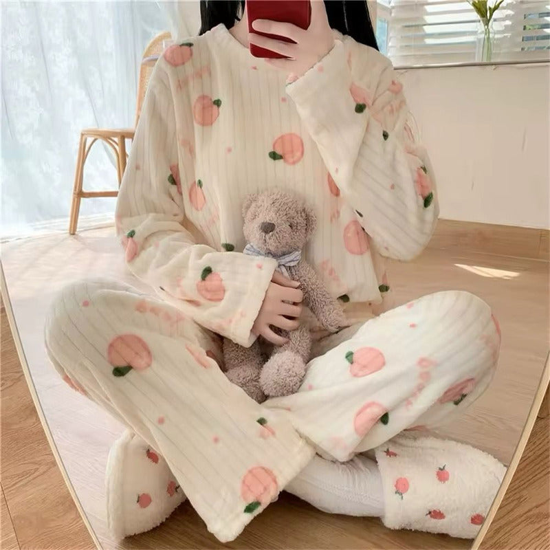 Pijama Peluche Largo De Dama Plush Abrigado Varios Diseños