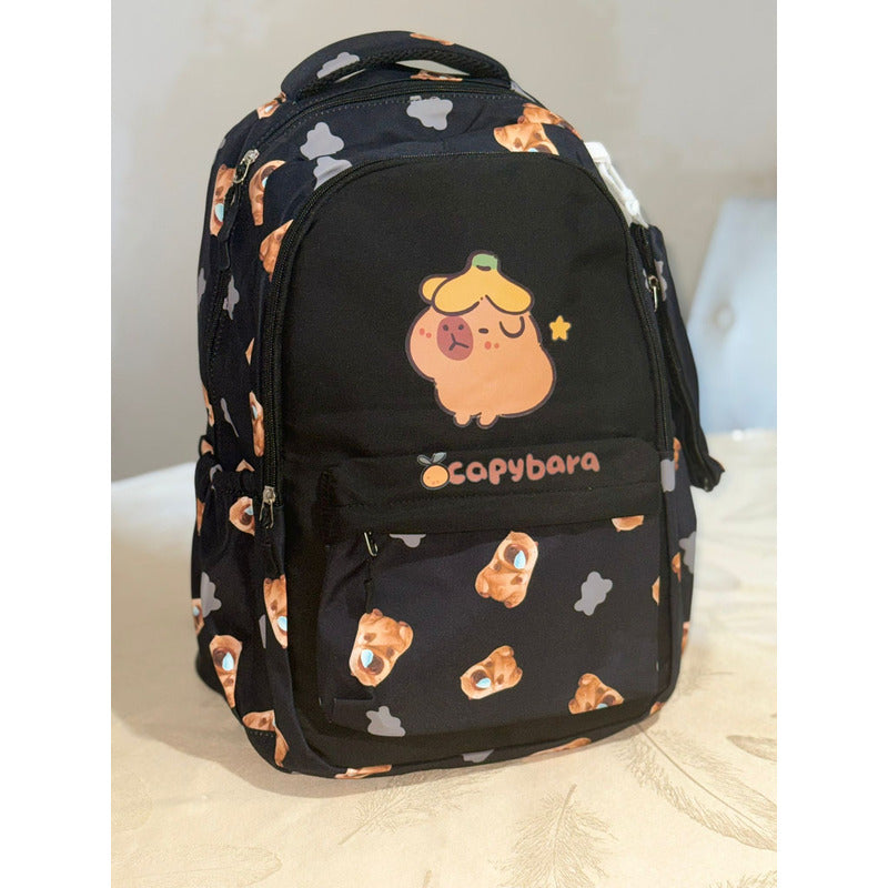 Mochila Escolar Con Cartuchera De Capibara Carpincho Laptop