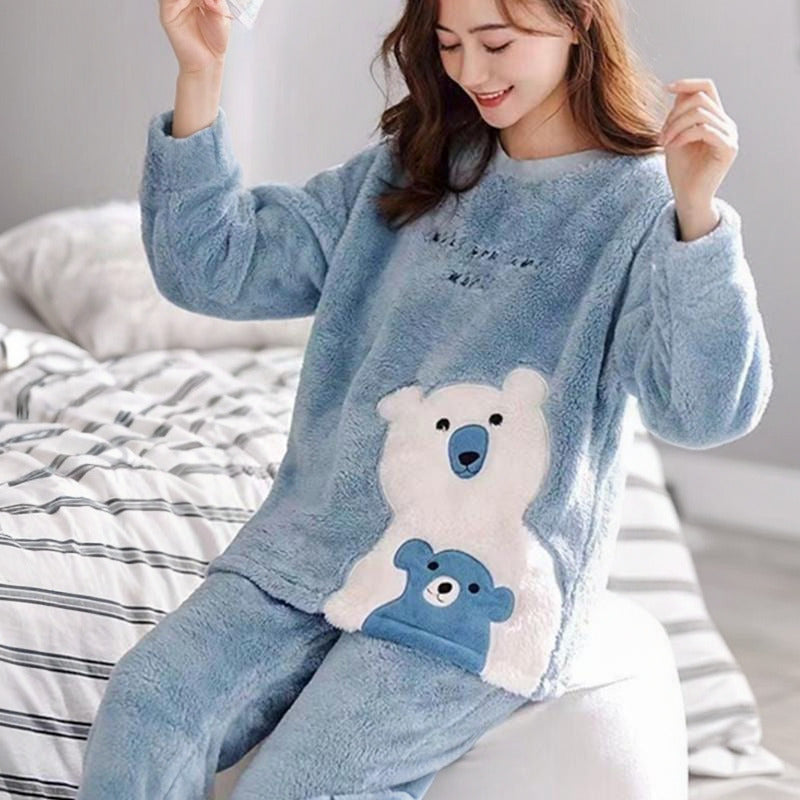 Pijama Peluche Largo Osos Plus Abrigados Varios Colores