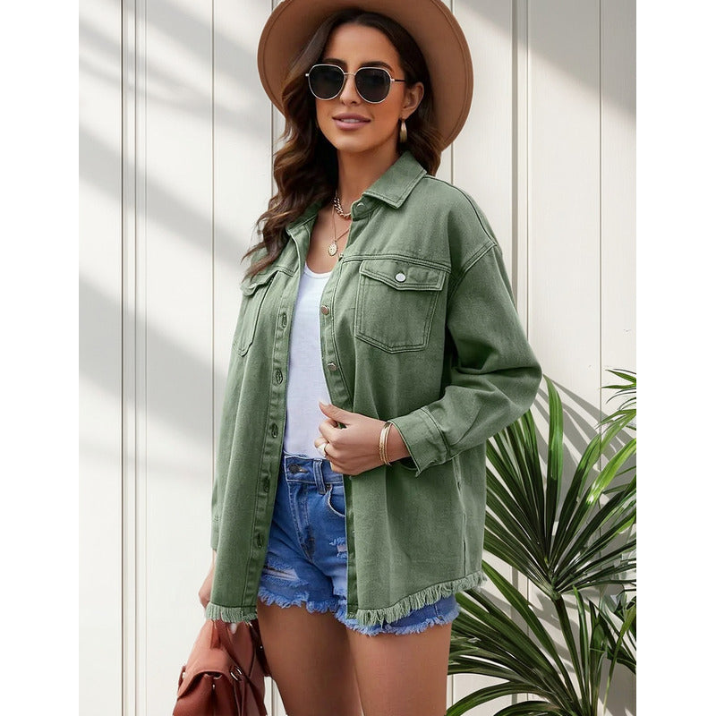 Sobre Camisa Campera Jeans Varios Colores Oversize Uniteduy