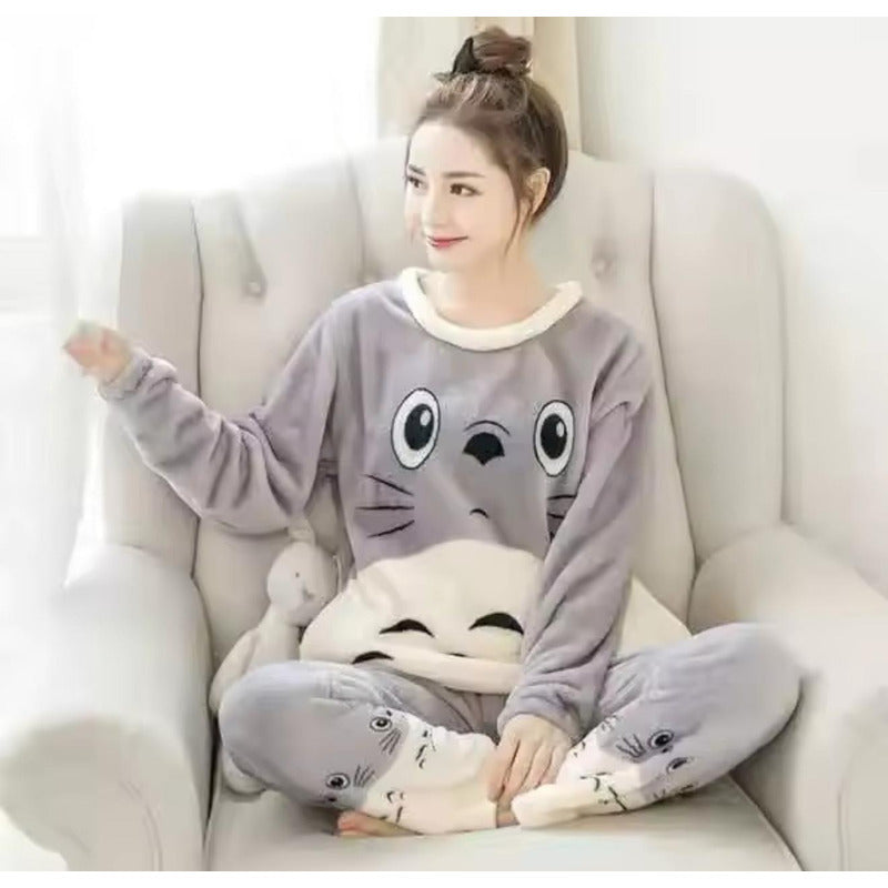 Pijama Peluche Largo De Dama Varios Diseños Talle Único