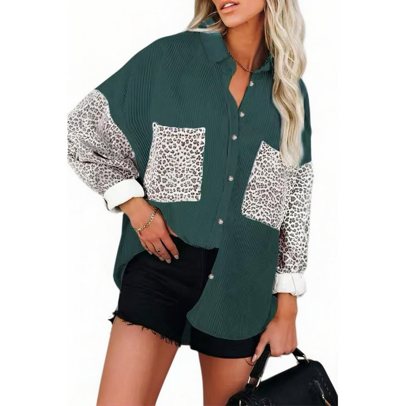 Sobre Camisa Pana Combinado Con Animal Print Varios Colores