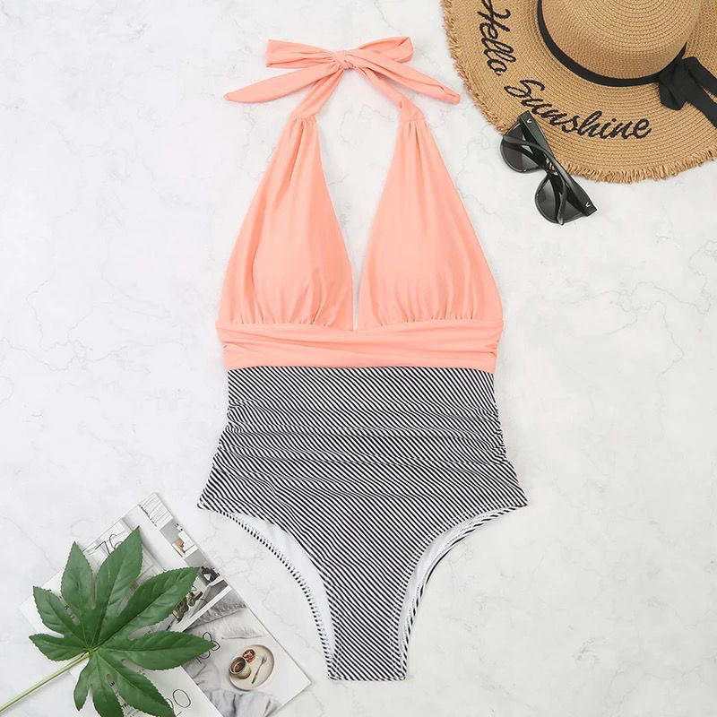 Malla Entera Triangulo Plisada Combinada Bikini Del M Al Xl