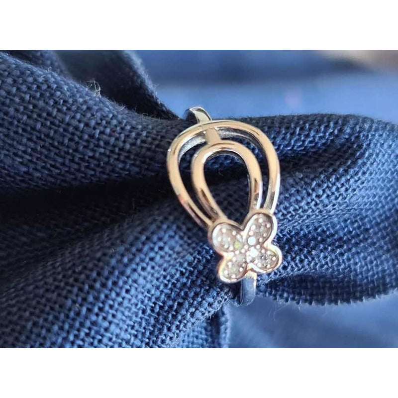 Anillo Corona Plata 925 Trébol Con Zirconias Femenino