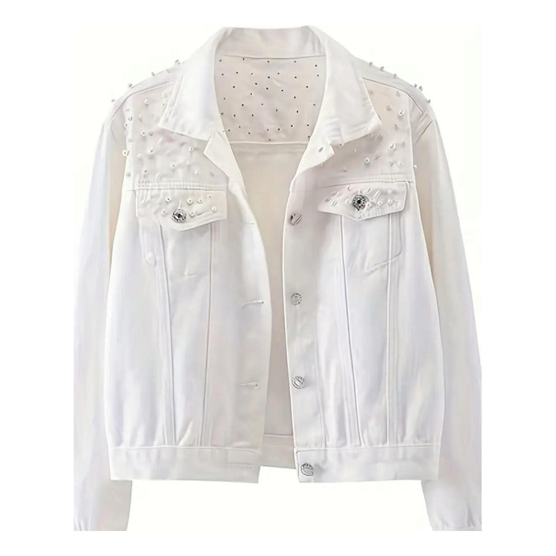 Campera De Jeans Con Aplique Perlas Uniteduy