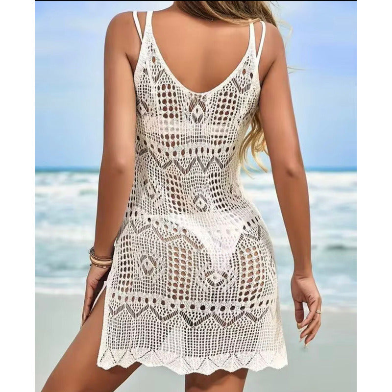 Vestido Playa Calado Corto Con Tajo Adaptable  Uniteduy