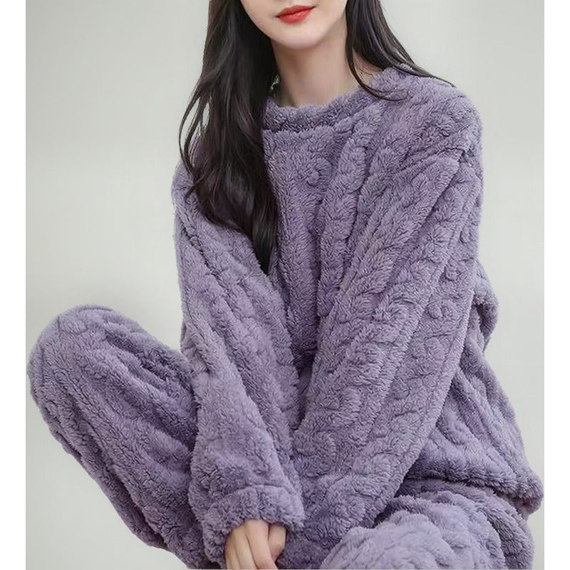 Pijama Peluche Trenzado Largo De Dama Plush  Varios Colores