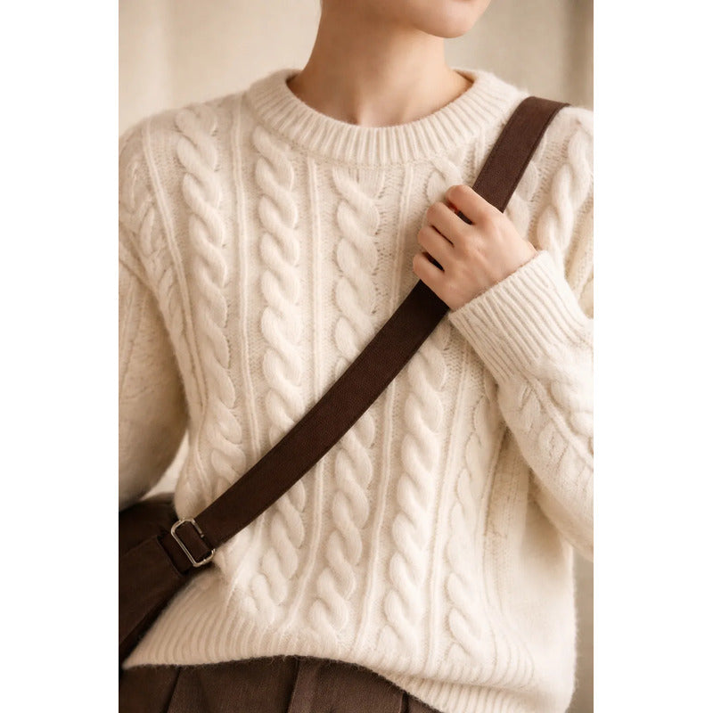 Buzo Tejido Manga Larga Trenzado Lisa Mujer