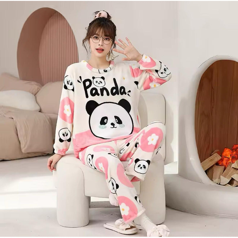 Pijama Peluche Largo De Dama Varios Diseños Talle Único