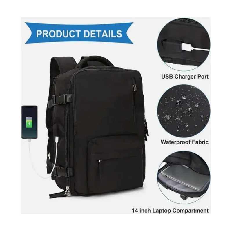 Mochila Viaje Grande Con Usb Varias Reparticiones Uniteduy