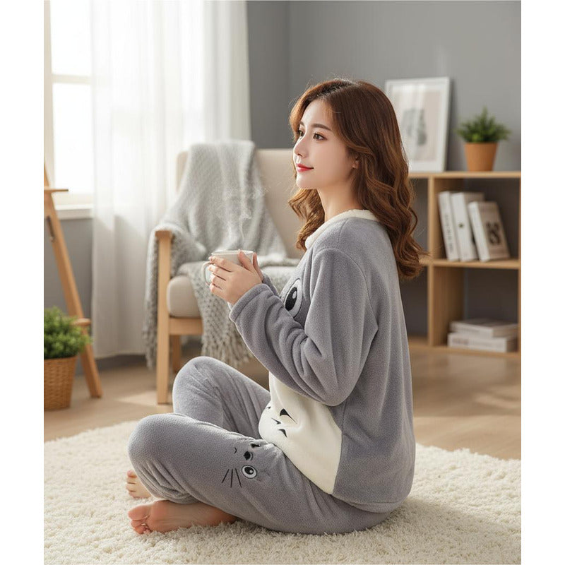 Pijama Peluche Largo De Dama Varios Diseños Talle Único