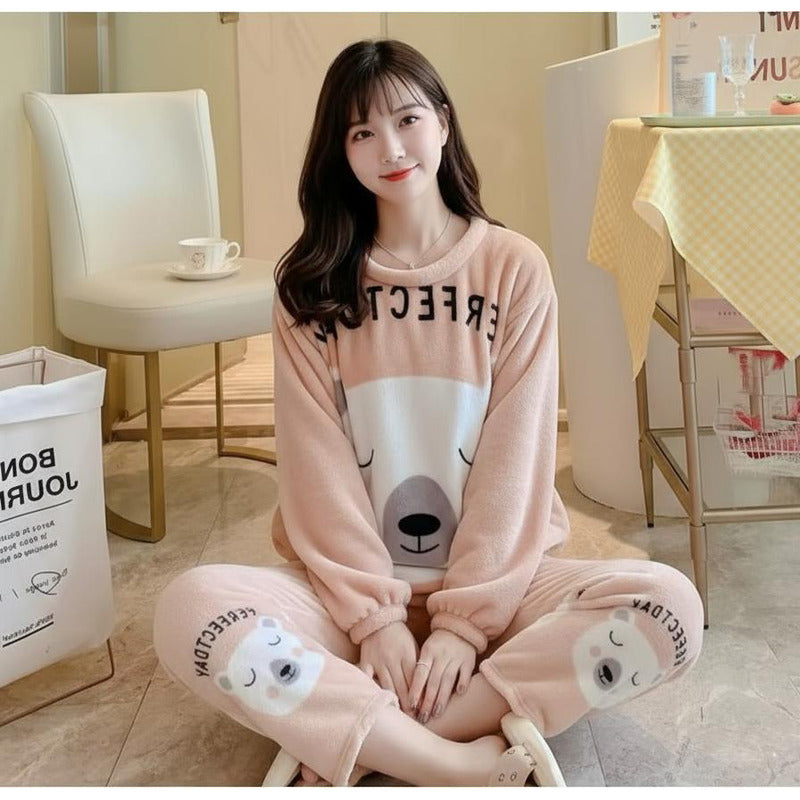 Pijama Peluche Largo De Dama Varios Diseños Talle Único