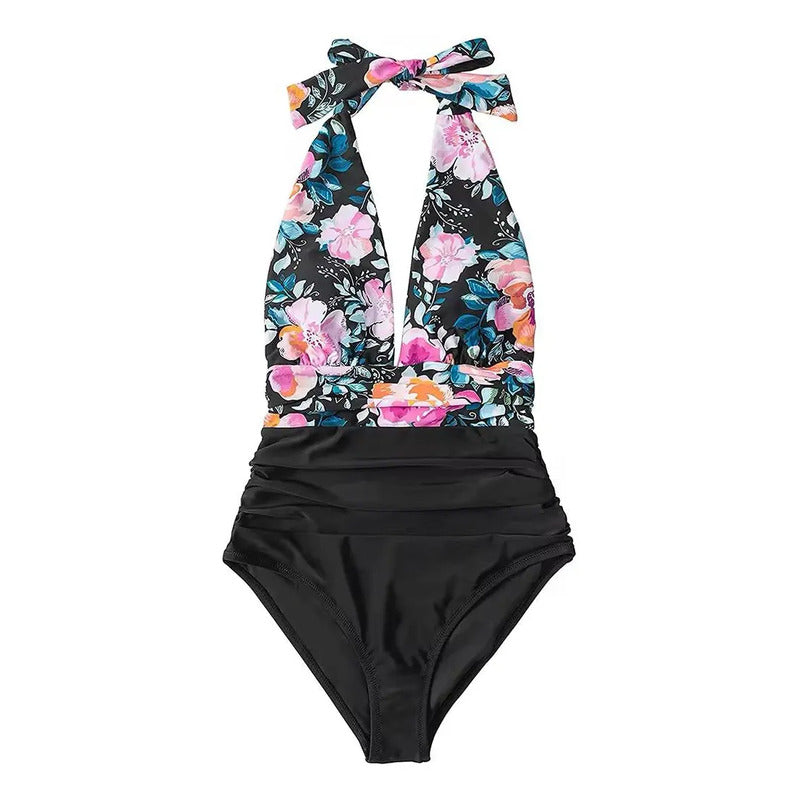 Malla Entera Triangulo Plisada Combinada Bikini Del M Al Xl