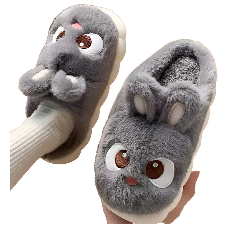 Pantufla Conejo Peludas Con Suela De Goma Varios Colores