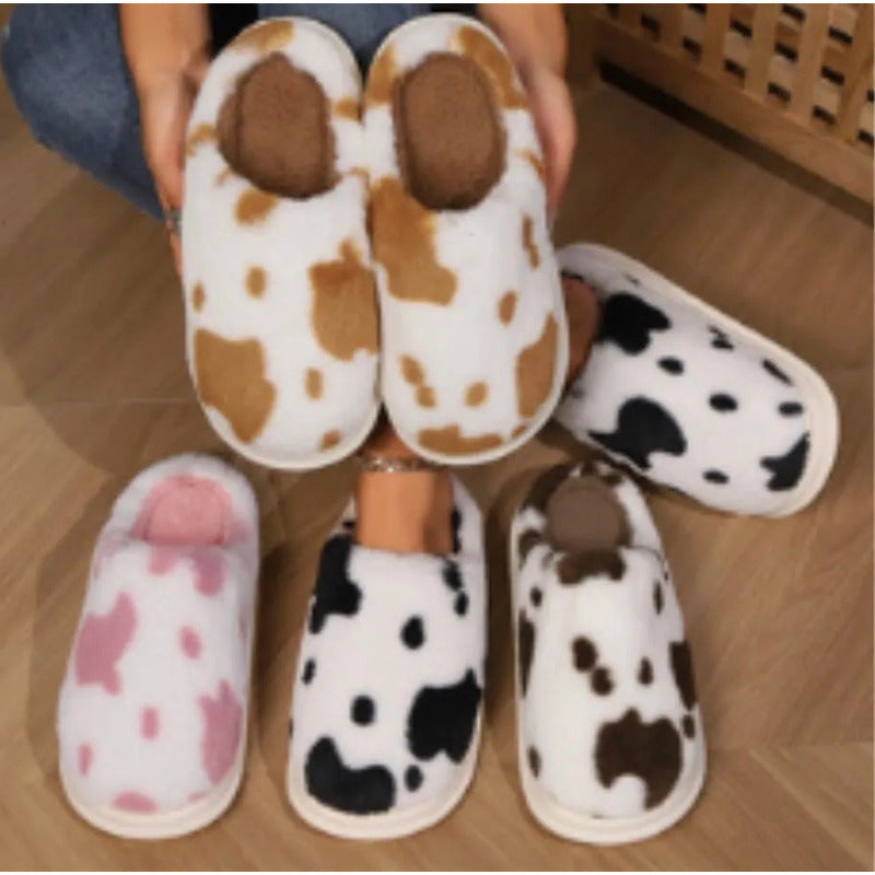 Pantuflas Antideslizante Cow Print Varios Colores Sin Talón