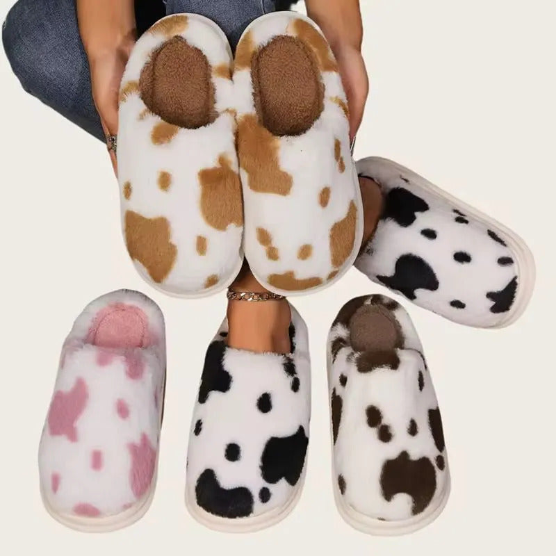 Pantuflas Antideslizante Cow Print Varios Colores Sin Talón