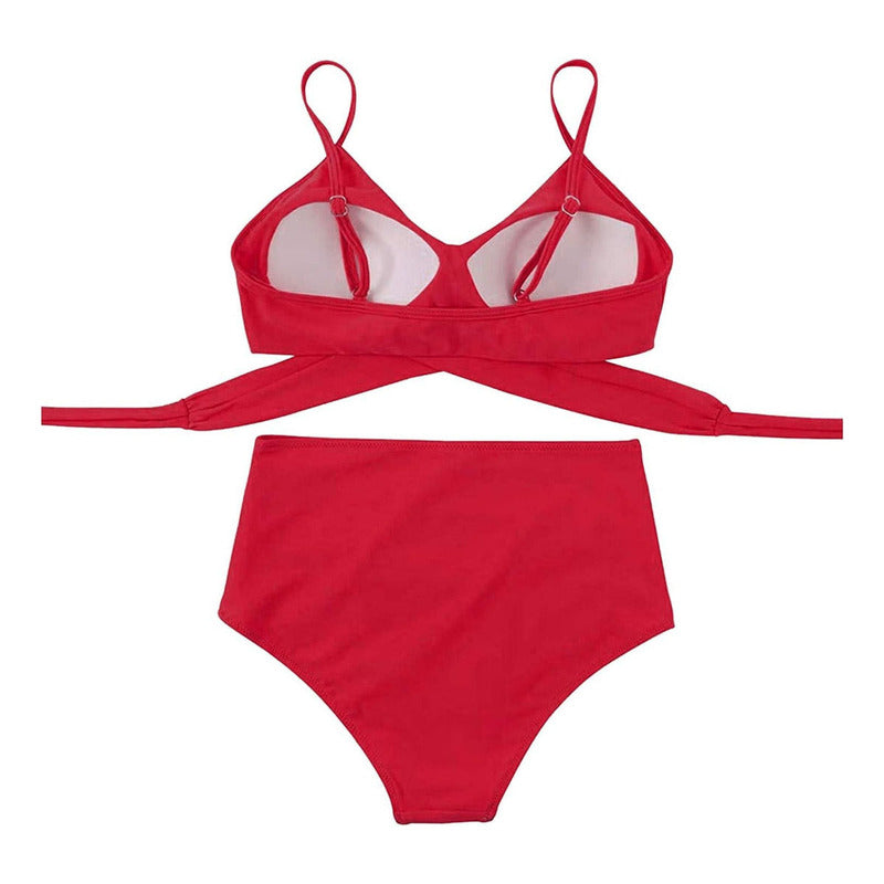 Bikini Tiro Alto Liso Push Up Cruzado Uniteduy