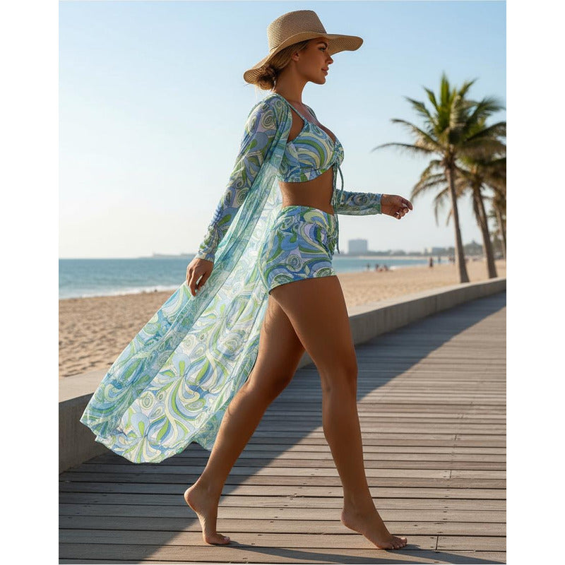 Bikini Malla 3 Piezas Tankini Short Soutien Camisa Uniteduy