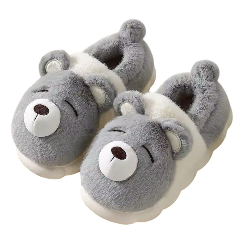 Pantufla Peludas Osos Con Suela De Goma Varios Colores