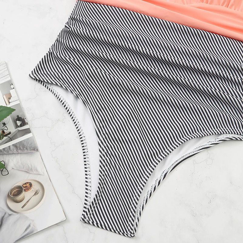 Malla Entera Triangulo Plisada Combinada Bikini Del M Al Xl