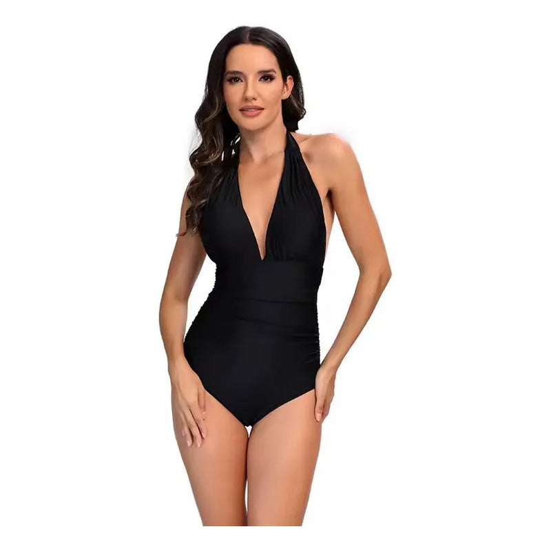 Malla Entera Triangulo Plisada Combinada Bikini Del M Al Xl