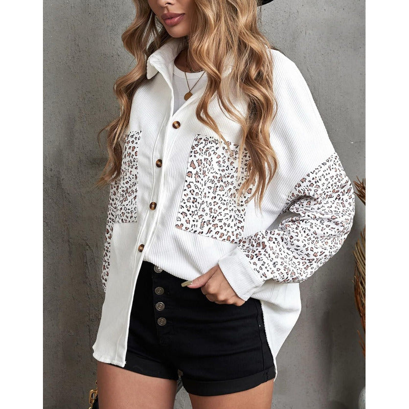 Sobre Camisa Pana Combinado Con Animal Print Varios Colores