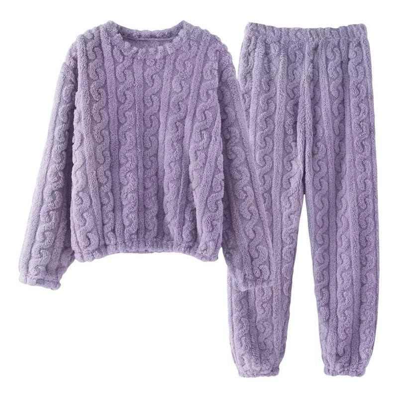 Pijama Peluche Trenzado Largo De Dama Plush  Varios Colores
