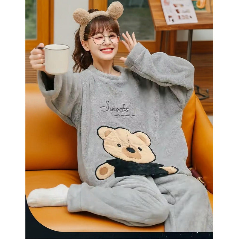 Pijama Peluche Largo Osos Plus Abrigados Varios Colores