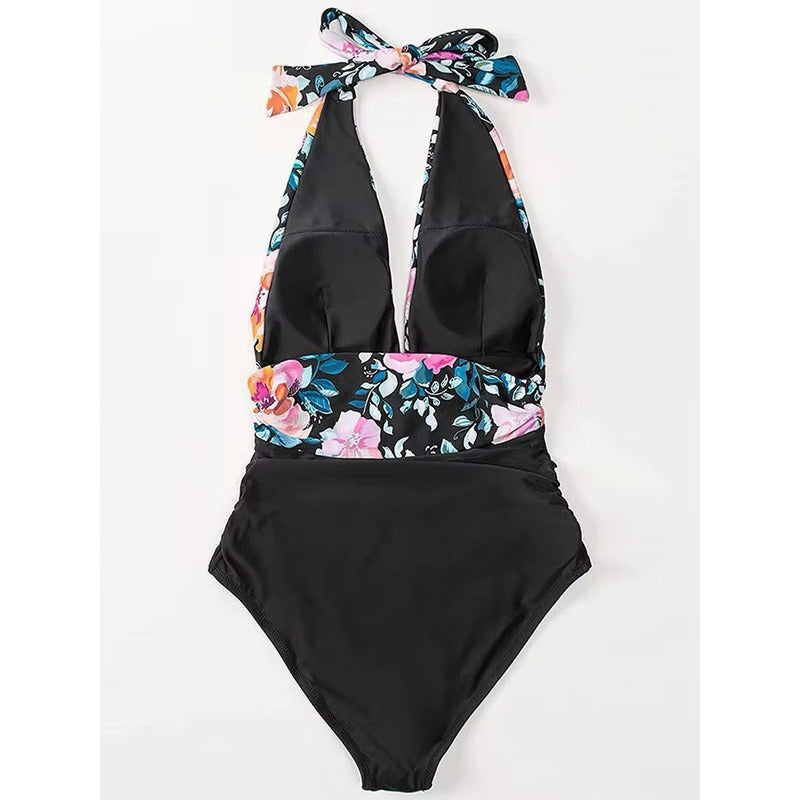 Malla Entera Triangulo Plisada Combinada Bikini Del M Al Xl